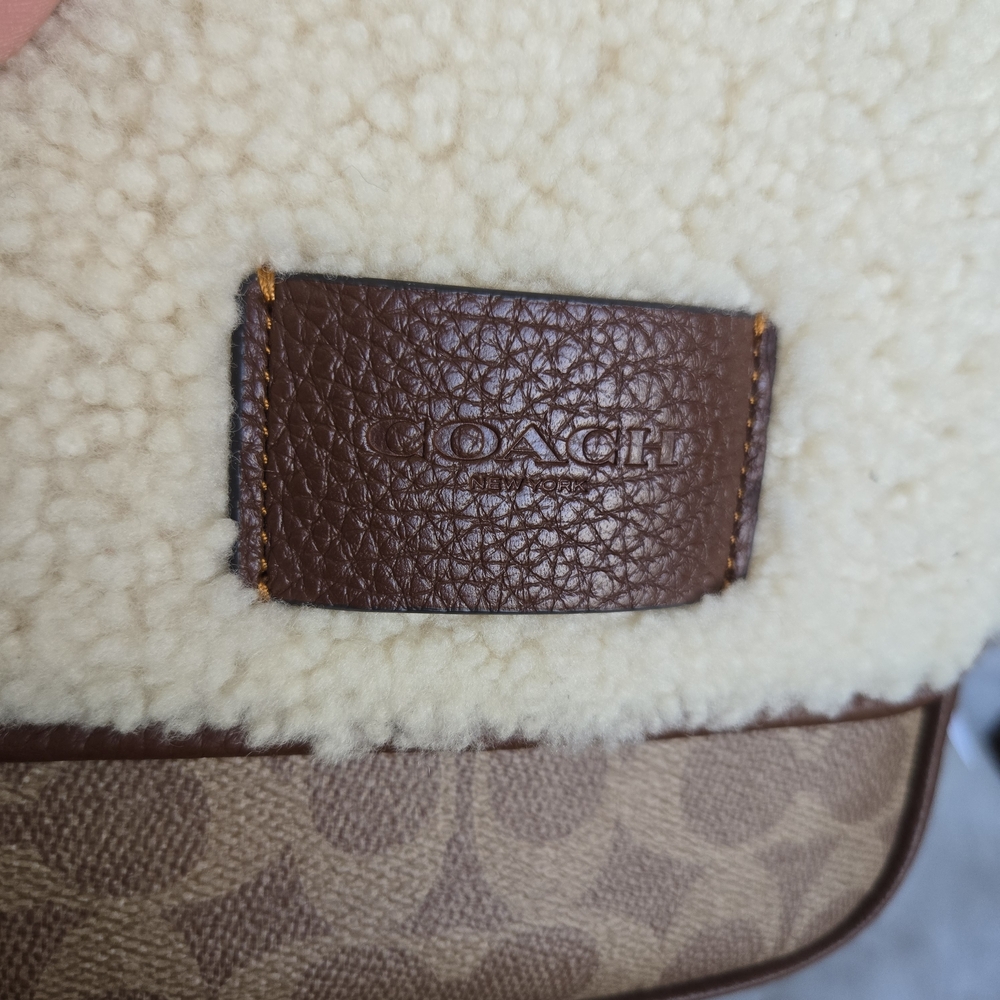 Coach Lucas Crossbody Shearling Bag In Signature Canvas - Picture 6 of 14
